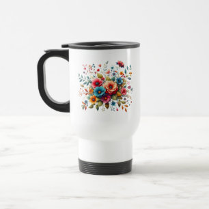 Farbenfrohes florales Bouquet-Design-58576 Reisebecher