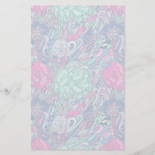 Farbenfrohes florales Doodle-Muster Briefpapier (Vorderseite)