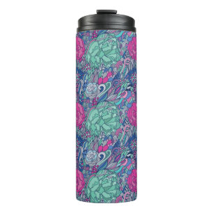 Farbenfrohes florales Doodle-Muster Thermosbecher