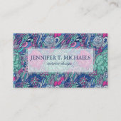 Farbenfrohes florales Doodle-Muster Visitenkarte (Vorderseite)