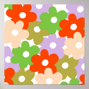 Farbenfrohes florales einfaches tropisches Blumenm Poster