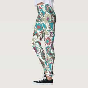 Farbenfrohes florales ethnisches Motiv Paisley-Mus Leggings