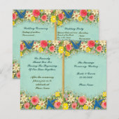 farbenfrohes florales Hochzeitsprogramm (Vorne/Hinten)
