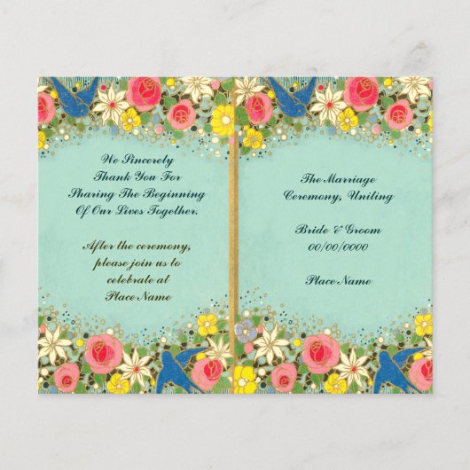 farbenfrohes florales Hochzeitsprogramm (Vorderseite)