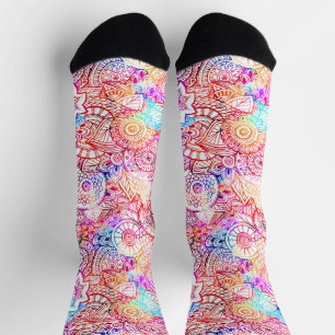Farbenfrohes florales Mandala-Muster Socken