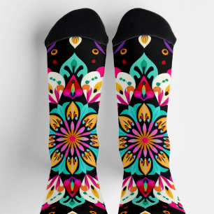 Farbenfrohes florales Mandala-Muster Socken
