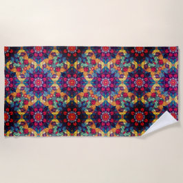farbenfrohes florales Mandala Strandtuch