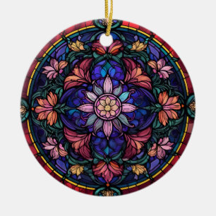 Farbenfrohes florales Mosaik Keramik Ornament