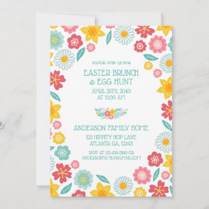 Farbenfrohes florales Muster Ostern Brunch-Suche Einladung
