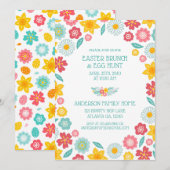 Farbenfrohes florales Muster Ostern Brunch-Suche Einladung (Vorne/Hinten)