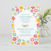 Farbenfrohes florales Muster Ostern Brunch-Suche Einladung (Stehend Vorderseite)