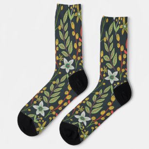 Farbenfrohes florales nahtloses Muster Blumen und  Socken