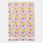 Farbenfrohes florales Namensmonogramm Botanisch Geschirrtuch (Vertikal)