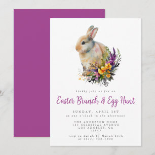 Farbenfrohes Florales Osterbrunch und Ostereiersuc Einladung