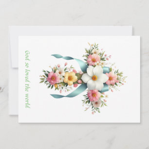 Farbenfrohes florales Ostern/Frühling Kreuz Feiertagskarte