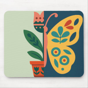 Farbenfrohes florales und Schmetterling-geteiltes Mousepad