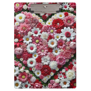 Farbenfrohes, florales Valentinstag-Herz Klemmbrett