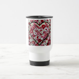 Farbenfrohes, florales Valentinstag-Herz Reisebecher
