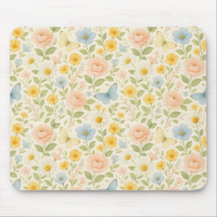 Farbenfrohes, florales Vintage-Muster mit Schmette Mousepad