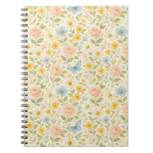 Farbenfrohes, florales Vintage-Muster mit Schmette Notizblock