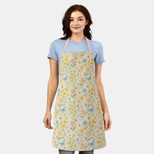Farbenfrohes, florales Vintage-Muster mit Schmette Schürze