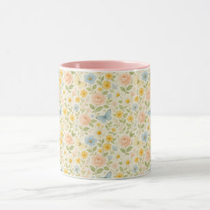 Farbenfrohes, florales Vintage-Muster mit Schmette Tasse