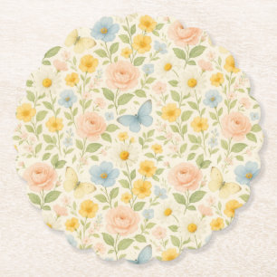 Farbenfrohes, florales Vintage-Muster mit Schmette Untersetzer