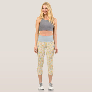 Farbenfrohes florales Vintage-Muster mit Schmetter Capri Leggings