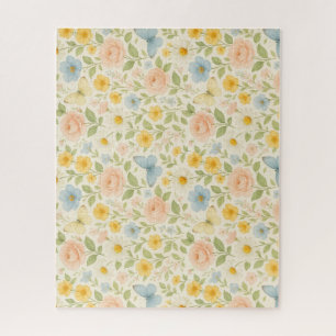 Farbenfrohes florales Vintage-Muster mit Schmetter Puzzle