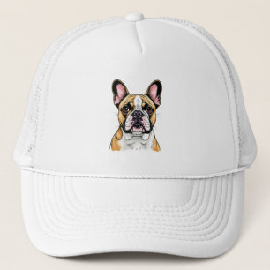 Farbenfrohes Französische-Bulldogge-Porträt Truckerkappe