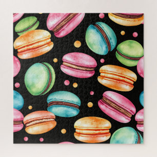 Farbenfrohes französisches Macaron-Wasserfarbmuste Puzzle