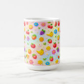 Farbenfrohes Fruchtmuster mit Blumen und Früchten Kaffeetasse (Mittel)