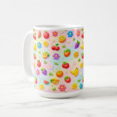 Farbenfrohes Fruchtmuster mit Blumen und Früchten Kaffeetasse (Vorderseite Links)