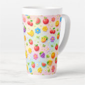 Farbenfrohes Fruchtmuster mit Blumen und Früchten Milchtasse (Rechte Ecke)