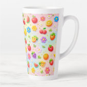 Farbenfrohes Fruchtmuster mit Blumen und Früchten Milchtasse (Rechts)