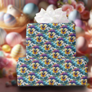 Farbenfrohes Frühlings-Blumen-Stiefmütterchen-Patc Geschenkpapier