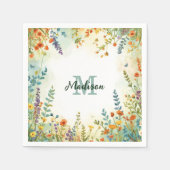 Farbenfrohes Frühlingsblumen-Wildblumen-Sträußchen Serviette (Vorderseite)