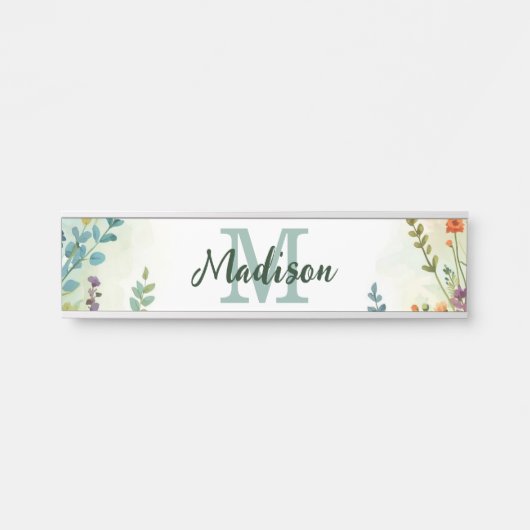 Farbenfrohes Frühlingsblumen-Wildblumen-Sträußchen Türschild (Vorderseite )
