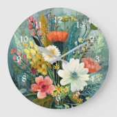 Farbenfrohes Frühlingsbouquet Große Wanduhr (Vorderseite)