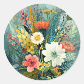Farbenfrohes Frühlingsbouquet Runder Aufkleber (Vorderseite)