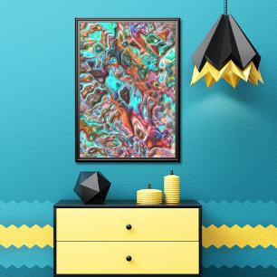 Farbenfrohes funky lustiges Faux-3D-Unschärfewelle Poster
