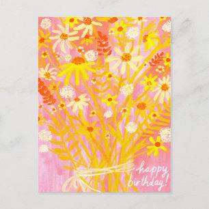 Farbenfrohes Gänseblümchen Bouquet Herbst Farbenfr Postkarte