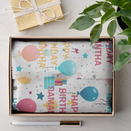 Farbenfrohes Geburtstagsmuster Seidenpapier (Geschenk)