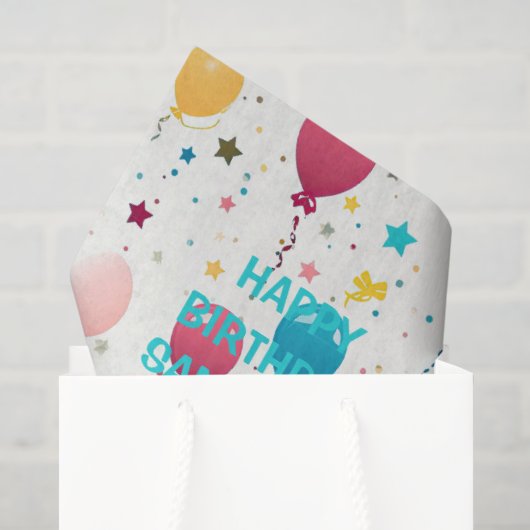 Farbenfrohes Geburtstagsmuster Seidenpapier (Geschenktüte)