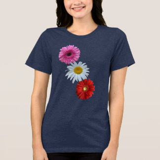 Farbenfrohes gemischtes Blumen-Daisy-T-Shirt Tri-Blend Shirt