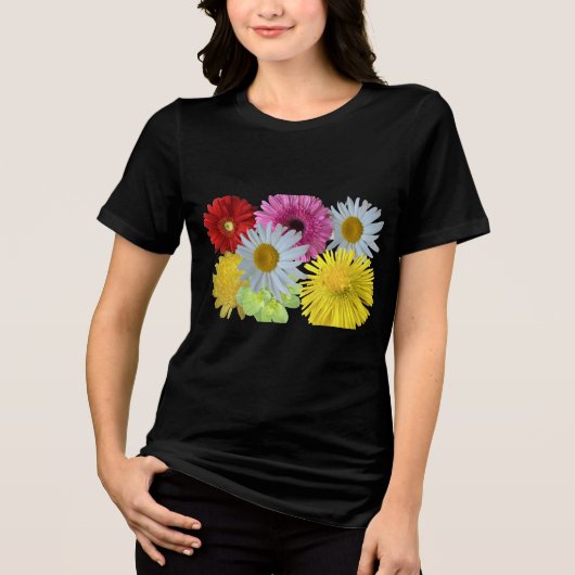 Farbenfrohes gemischtes Blumengartendesign Tri-Blend Shirt (Vorderseite)