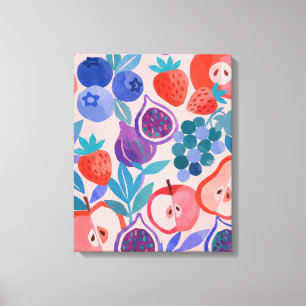 Farbenfrohes gemischtes Fruchtmuster moderne Kunst Leinwanddruck