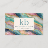 Farbenfrohes Geode-Muster Monogramm Schmuckdesigne Visitenkarte (Vorderseite)