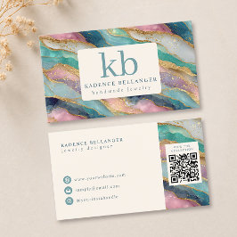 Farbenfrohes Geode-Muster Monogramm Schmuckdesigne Visitenkarte