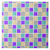 Farbenfrohes geometrisches abstraktes Quadratmuste Fliese (Vorderseite)